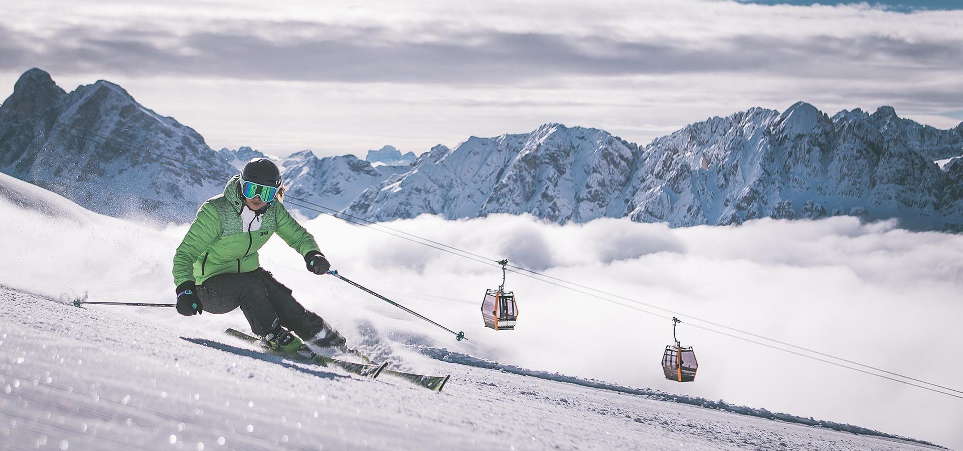 Skifahrer im Skigebiet Plose bei Brixen
